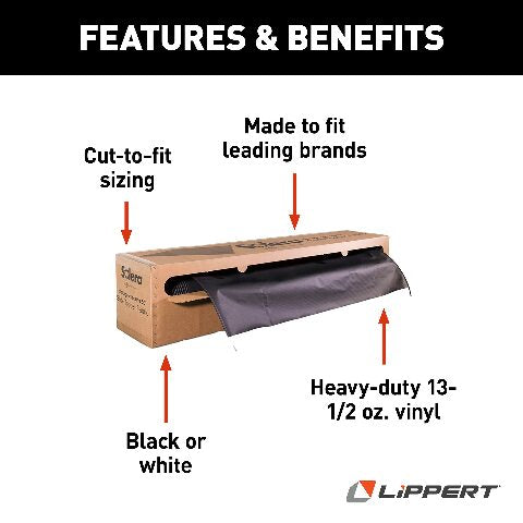 Solera Universal Slide-Topper Replacement Cut-to-Compatible with Fabric Compatible with 5th Wheel RVs, Travel Trailers, Motorhomes, 50' x 48" roll, Black - 432253