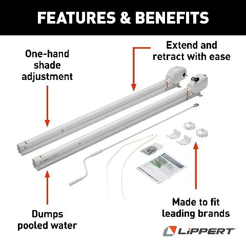 Solera Hybrid Universal RV Awning Arms & Hardware Kit - 69" White