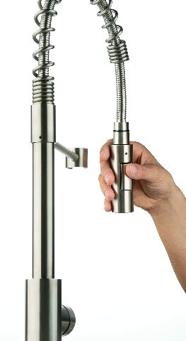 Lippert Flow Max Coiled Pull Down Kitchen Faucet for RVs and Residential - High-Arc Spout with Multi-Flow Spray, Single Handle Control, and Easy Install - Durable Stainless Steel Construction