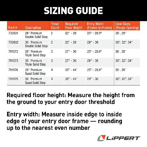 Lippert Components 733931 Solid Step Quad Step Compatible with RV and Travel Trailer Entry Doorway Black, 26-inch