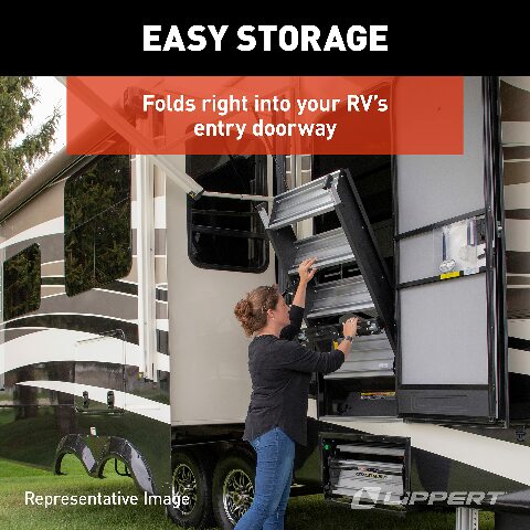 Lippert-733932 Solid Step Double Step Compatible with RV and Travel Trailer Entry Doorway , Black, 30-inch