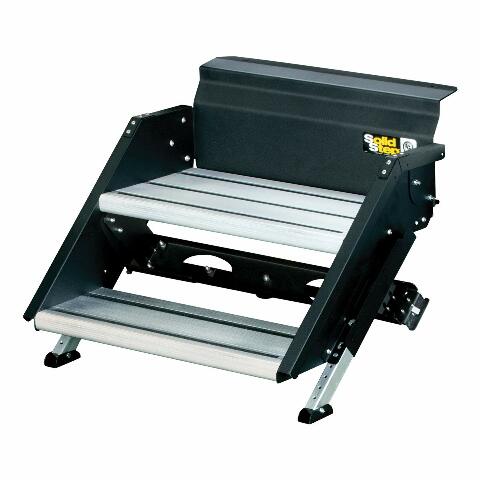 Lippert-733932 Solid Step Double Step Compatible with RV and Travel Trailer Entry Doorway , Black, 30-inch