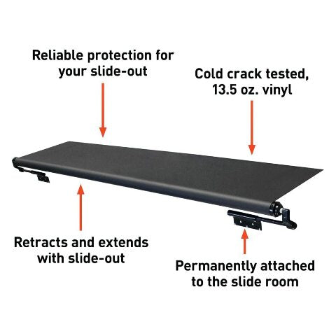 Solera 5000 Series Slide Topper Awning, Black - 6' (5'7" Fabric)