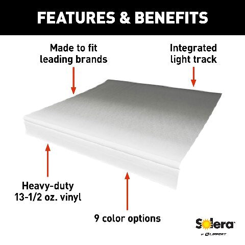 Solera Universal Vinyl Replacement Fabric Compatible with 14' RV Awning, Compatible with Awnings 10' - 21', Heavy-Duty 13.5-oz Vinyl - V000334373