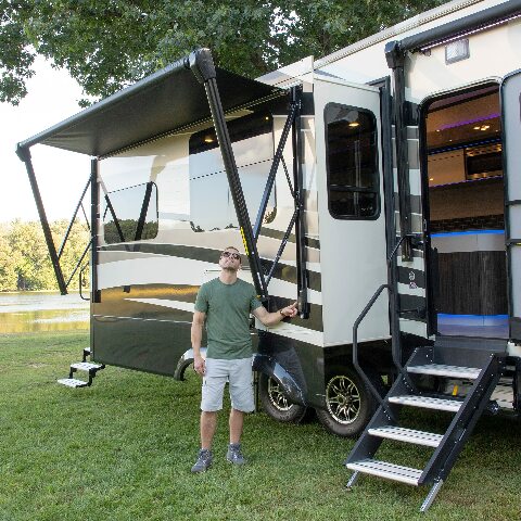 Solera Universal Vinyl Replacement Fabric Compatible with 14' RV Awning, Compatible with Awnings 10' - 21', Heavy-Duty 13.5-oz Vinyl - V000334373