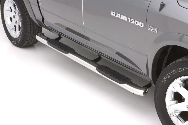 Lund 23785007 Polished Stainless Steel 5" Oval Curved Nerf Bars Compatible with Dodge Ram 1500,  Ram 2500/3500 Crew Cab,Silver,Large 2010-2018