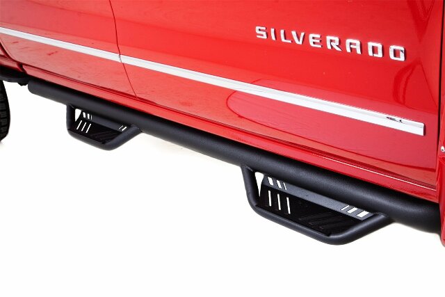 Lund 34641142 Black Steel Terrain HX Step Nerf Bars Compatible with Silverado/Sierra 1500, 2500HD, 3500HD Extended Cab, Diesel 2011-2014