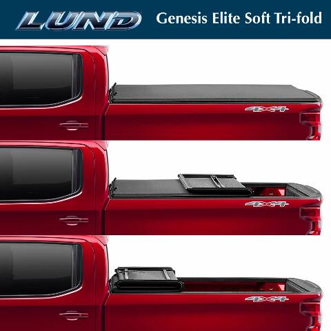 Lund Genesis Elite Tri-Fold Soft Folding Truck Bed Tonneau Cover | 958172 | Compatible with -  Ford F-150 5' 7" Bed (67.1") 2020