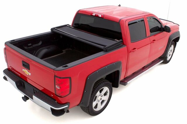 Lund Genesis Elite Tri-Fold Soft Folding Truck Bed Tonneau Cover | 958172 | Compatible with -  Ford F-150 5' 7" Bed (67.1") 2020