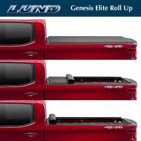 Lund Genesis Elite Roll Up Soft Roll Up Truck Bed Tonneau Cover | 968220 | Compatible with -  Toyota Tundra 5' 7" Bed (66.7") 2021