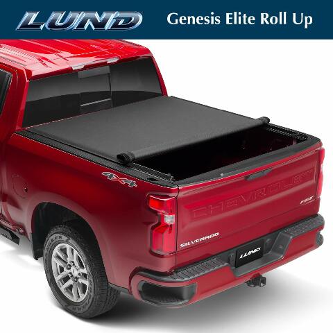 Lund Genesis Elite Roll Up Soft Roll Up Truck Bed Tonneau Cover | 968220 | Compatible with -  Toyota Tundra 5' 7" Bed (66.7") 2021