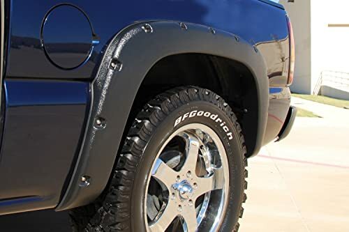 Lund RX103T Elite Series Black Rivet Style Textured Front and Rear Fender Flare - 4 Piece, Complete Set