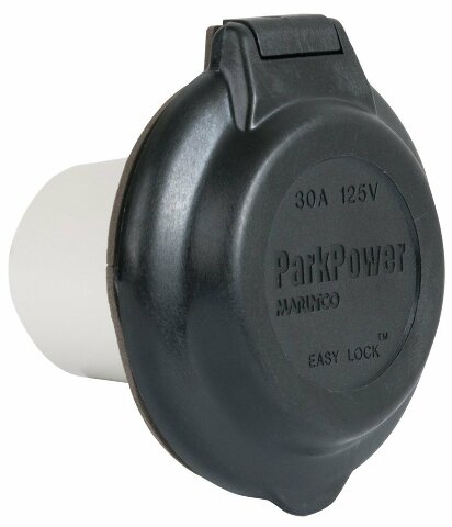 ParkPower by Marinco 304EL-BRV.BLK Inlet Contoured Compatible with RV, 30A, Black