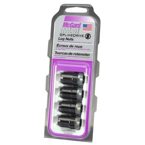McGard 65357BK SPLINEDRIVE Lug NUT PKG/4 M12X1.5 Cone SEAT, 1.24" OAL-Black