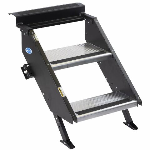 MORryde STP-202 StepAbove Fold-Up RV Entry Step - 2-Step (9" Step Rise), Compatible with 26" to 28" Door Width