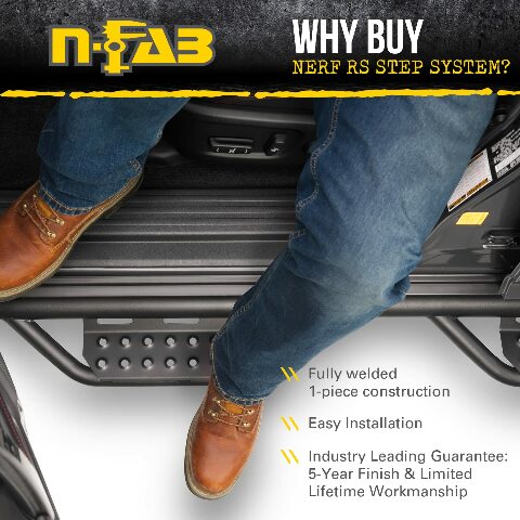 RealTruck Nerf RS Steps Compatible with Toyota Tacoma | Cab Length, Steel, Textured Black | 705418012 | Compatible with Toyota Tacoma Double Cab, SRW Gas 2005-2022