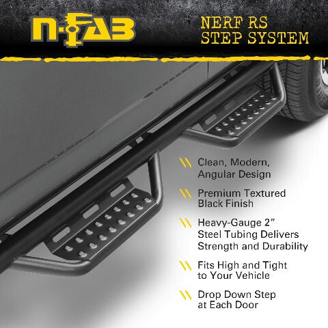 RealTruck Nerf RS Steps Compatible with Toyota Tundra | Cab Length, Steel, Textured Black | 707418612 | Compatible with Toyota Tundra CrewMax 5.6' Short Bed, SRW Gas 2007-2021