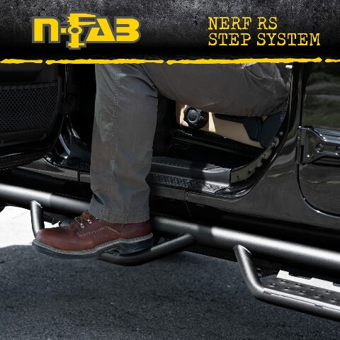 RealTruck Nerf RS Steps Compatible with Toyota Tundra | Cab Length, Steel, Textured Black | 707418612 | Compatible with Toyota Tundra CrewMax 5.6' Short Bed, SRW Gas 2007-2021