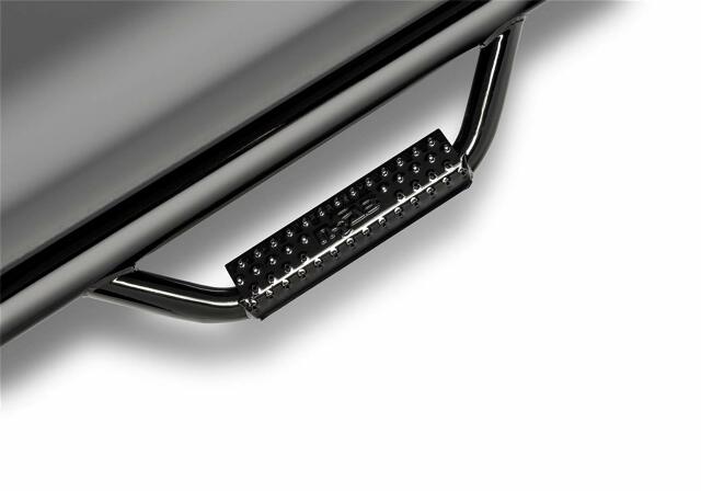 RealTruck Nerf Steps Compatible with Silverado/Sierra | Cab Length, Heavy Duty Steel, Gloss Back | C1473QC | Compatible with Chevrolet Silverado/GMC Sierra 1500 (Classic Model Only) Double Cab, SRW Gas. 2014-2019