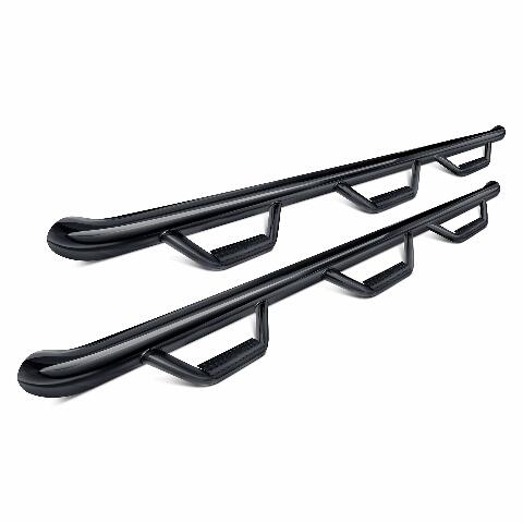 RealTruck Nerf Steps Compatible with RAM | Wheel-to-Wheel w/ Bed Access, Heavy Duty Steel, Gloss Back | D10103CC-6 | Compatible with .5 RAM 1500,  2500/3500 Crew Cab 6.4' Standard Bed, SRW/DRW Gas/Diesel. 2010-2018