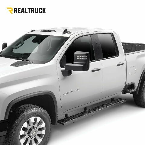 RealTruck Growler Steps Compatible with Silverado/Sierra | Cab Length, Rust-Proof Aluminum, Textured Black | GFC17CC-TX | Compatible with Chevrolet Silverado/GMC Sierra 2500/3500 2500/3500 Classic Model Crew Cab 2017-2019