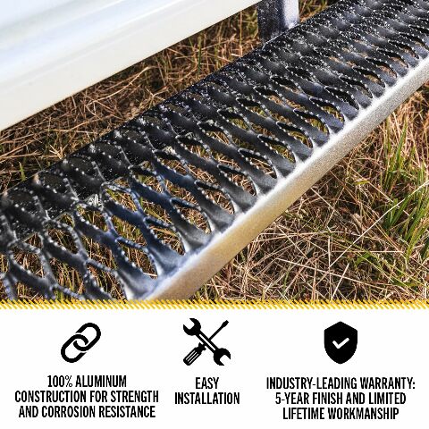 RealTruck Growler Steps Compatible with RAM | Cab Length, Rust-Proof Aluminum, Textured Black | GFD09CC-TX | Compatible with .5 RAM 1500,  RAM 2500/3500 Crew Cab 2010-2019