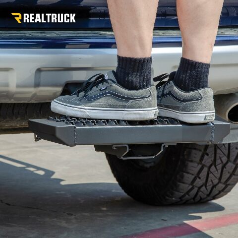 RealTruck Growler Hitch Step | Aluminum, 19" Long x 7" Wide, Textured Black | GHS2018-TX | Universal w/Standard 2" Hitch Receiver