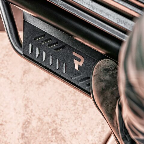RealTruck Podium LG Steps Compatible with Silverado/Sierra | Cab Length, Stainless Steel, Textured Black | HPC1775CC-TX | Compatible with Chevrolet Silverado/GMC Sierra 2500/3500 Classic Model Crew Cab 2017-2019