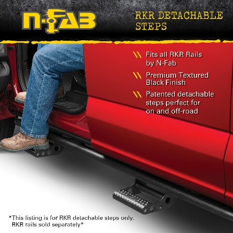 RealTruck RKR Rails Compatible with Toyota Tacoma | Cab Length, Tubular Steel, Textured Black | T154RKRCC | Compatible with Toyota Tacoma Double Cab, SRW Gas 2016-2022
