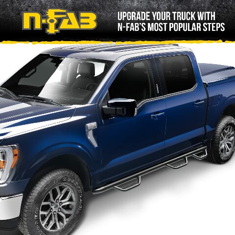 RealTruck Nerf Steps Compatible with Toyota Tacoma | Wheel-to-Wheel, Heavy Duty Steel, Gloss Back | T1580CC | Compatible with Toyota Tacoma Double Cab 5' Short Bed, SRW Gas. 2016-2022