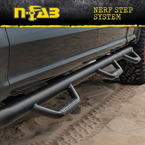 RealTruck Nerf Steps Compatible with Toyota Tacoma | Wheel-to-Wheel, Heavy Duty Steel, Gloss Back | T1580CC | Compatible with Toyota Tacoma Double Cab 5' Short Bed, SRW Gas. 2016-2022