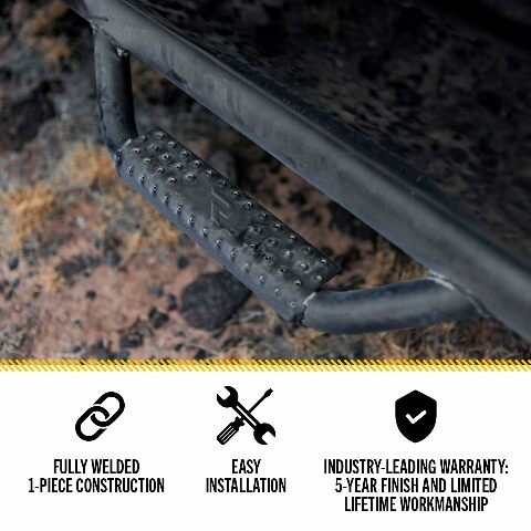 RealTruck Nerf Steps Compatible with Toyota Tacoma | Wheel-to-Wheel, Heavy Duty Steel, Textured Black | T1678CC-TX | Compatible with Toyota Tacoma Double Cab, SRW Gas 2016-2022