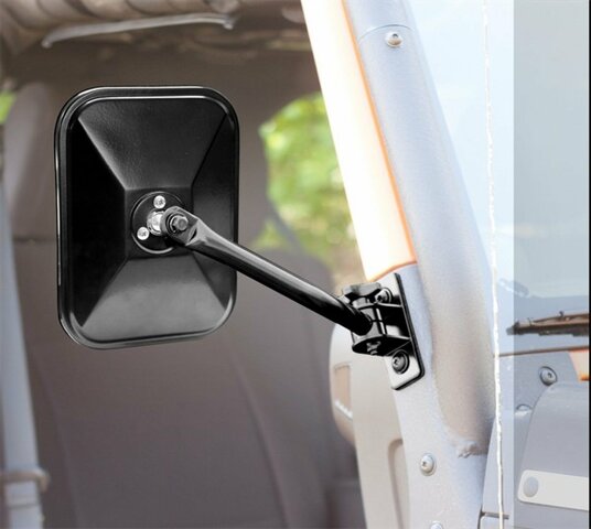 Rugged Ridge | Quick Release Mirror, Rectangular, Textured Black | 11025.14 | Compatible with Jeep Wrangler 1997-2018