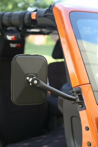 Rugged Ridge | Quick Release Mirror, Rectangular, Textured Black | 11025.14 | Compatible with Jeep Wrangler 1997-2018