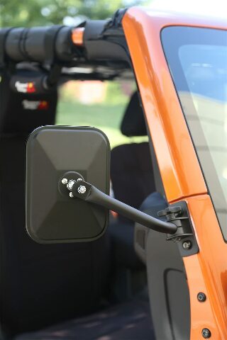Rugged Ridge | Quick Release Mirror, Rectangular, Textured Black | 11025.18 | Compatible with Jeep Wrangler 1997-2018