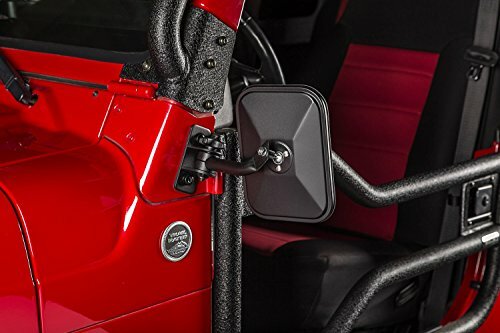 Rugged Ridge | Stubby Trail Mirror, Rectangular Pair, Textured Black | 11025.22 | Compatible with Jeep Wrangler 1997-2018