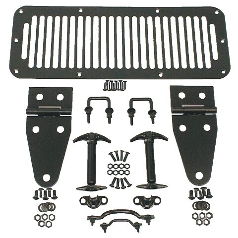 Rugged Ridge | Hood Kit, Black | 11201.01 | Compatible with Jeep CJ;  Jeep Wrangler YJ 1987-1995