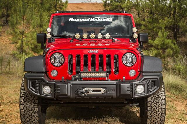 Rugged Ridge | Elite Euro Guard Kit, Headlight, Textured Black | 11230.12 | Compatible with Jeep Wrangler JK/JKU 2007-2018