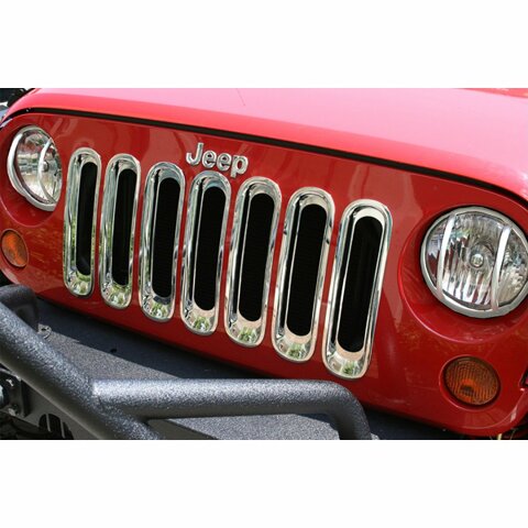 Rugged Ridge | Grille Insert Kit, Chrome | 11306.20 | Compatible with Jeep Wrangler JK 2007-2018