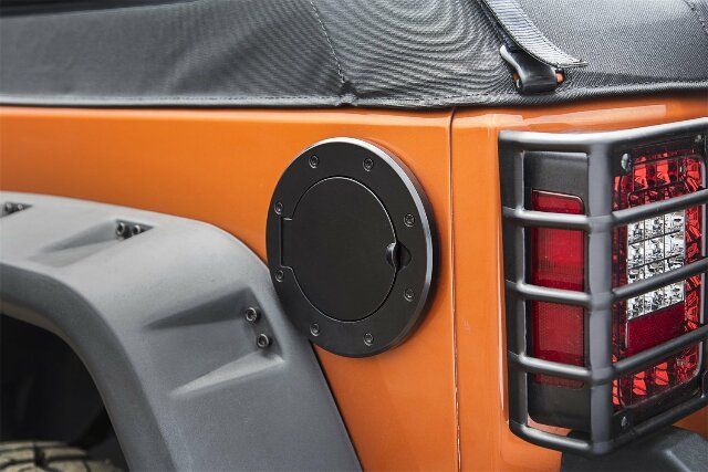 Rugged Ridge | Gas Cap Door, Non-Locking, Black | 11425.05 | Compatible with Jeep Wrangler JK 2007-2018