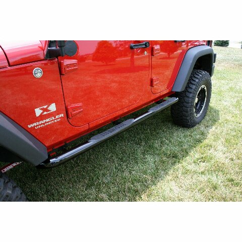 Rugged Ridge | Tube Side Step Kit, Round, 3 Inch, Black | 11590.06 | Compatible with Jeep Wrangler JK 4-Door 2007-2018