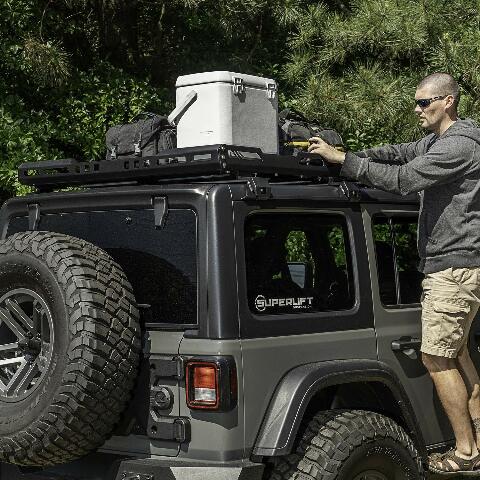 Rugged Ridge 11703.04 Roof Rack, With Basket; 18-Current Jeep Wrangler JL 4-Door Hardtops