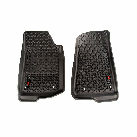 Rugged Ridge Front Floor Liners Compatible with Jeep Wrangler/Gladiator | Pair, All-Terrain, Black | 12920.36 | Compatible with Jeep Wrangler JL;  Jeep Gladiator JT 2020-2024