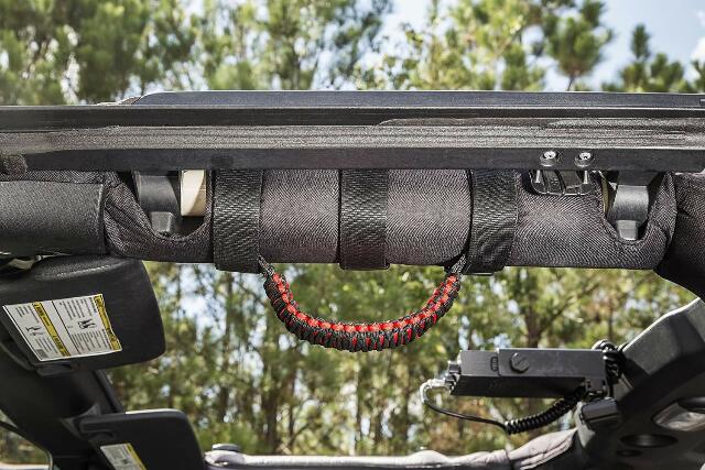Rugged Ridge 13505.31 Grab Handle Kit, Paracord, Red/Black; 55-Current Jeep CJ/Wrangler/Gladiator