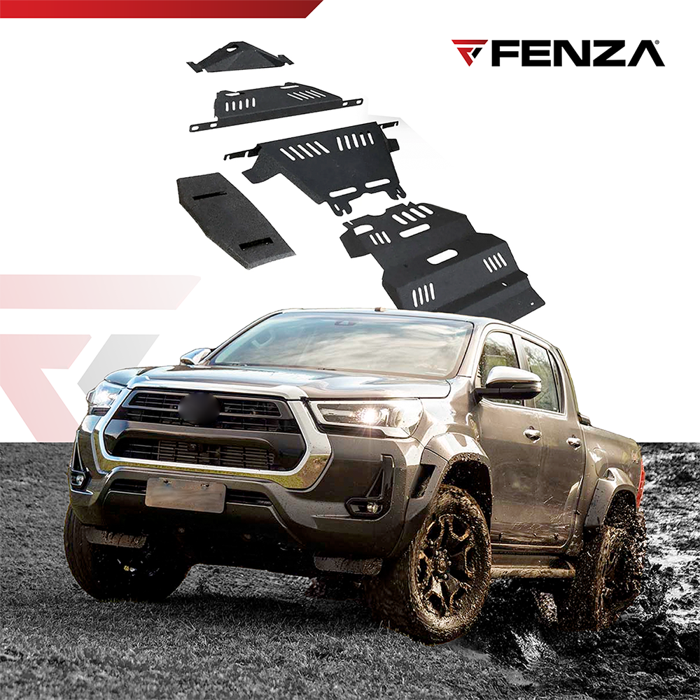 Fenza Heavy-Duty Steel Skid Bash Plates – Compatible with Toyota Hilux 2016–2025 | Complete Underbody Protection Kit