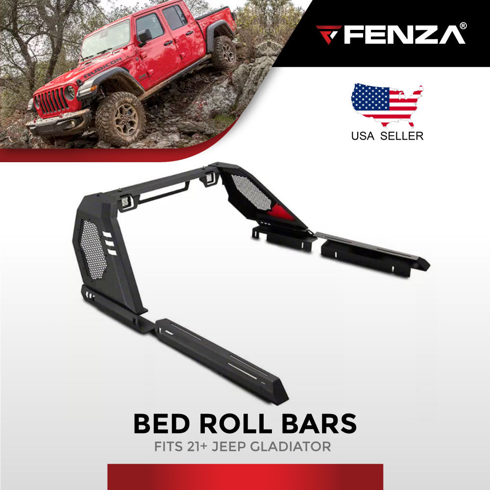 FENZA Off Road Roll Bars W/ Light for 20-24 Jeep Gladiator