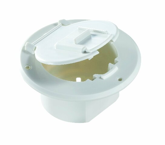 RV Designer B120, Round Electrical Cable Hatch, Basic, Replaceable Lid, 4.3 inch Diameter, Polar White
