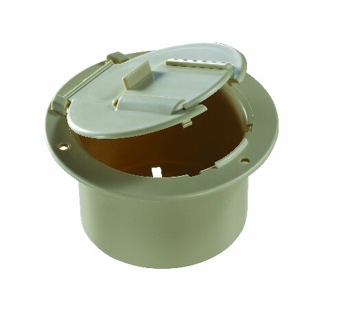 RV Designer B132, Round Electrical Cable Hatch, Low Profile, 4.6 inch Diameter, Colonial White