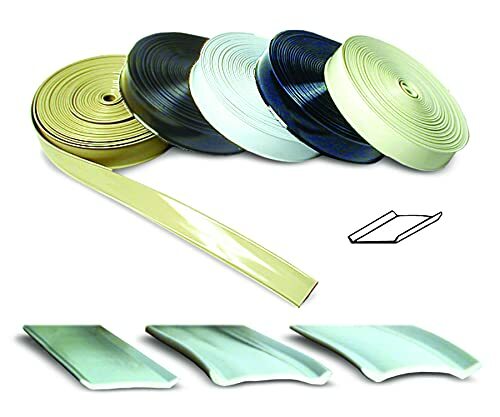 RV Designer 1 Inch Wide Vinyl Trim Insert Compatible with RVs -Flexible Molding, Exterior Use, and Roof Edge Molding - Ideal Compatible with Travel Trailers and Campers, Heavy Duty, 25 Foot Roll, Beige