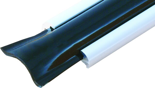 RV Designer 1 Inch Wide Vinyl Trim Insert Compatible with RVs -Flexible Molding, Exterior Use, and Roof Edge Molding - Ideal Compatible with Travel Trailers and Campers, Heavy Duty, 25 Foot Roll, Beige